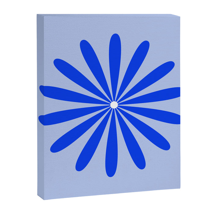 Big Daisy Retro Minimalism in Royal Blue, White, and Light Blue Canvas Print Gallery Image 1