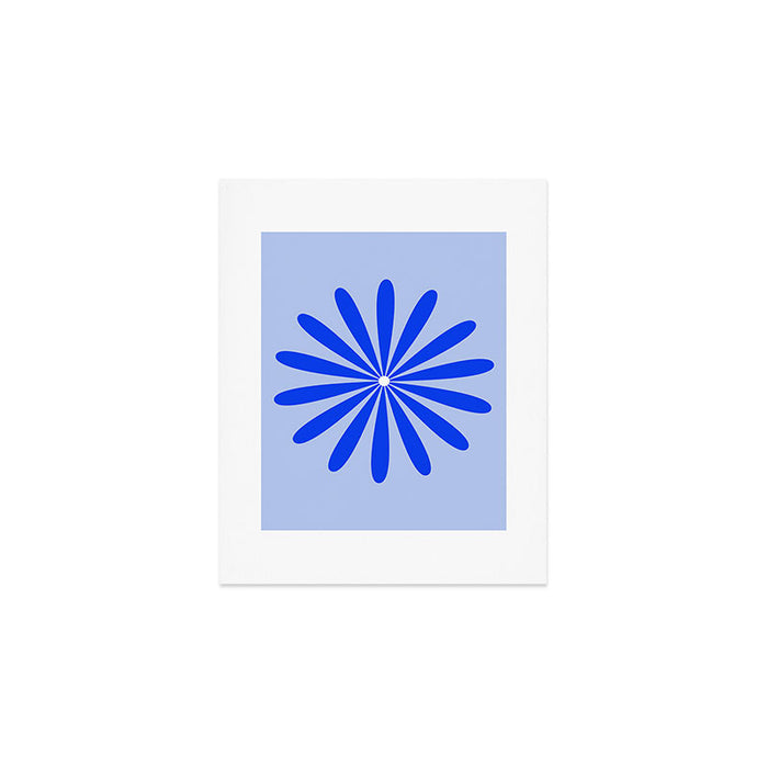 Big Daisy Retro Minimalism in Royal Blue, White, and Light Blue Art Print Gallery Image 1
