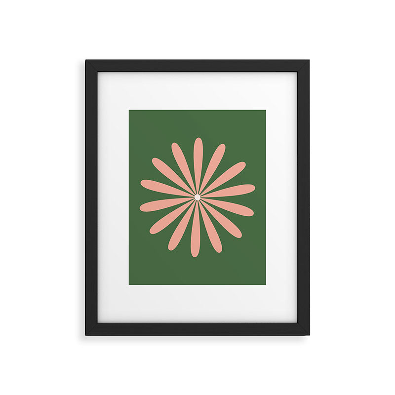 Big Daisy Retro Minimalism in Blush and Green Framed Art Print Gallery Image 4