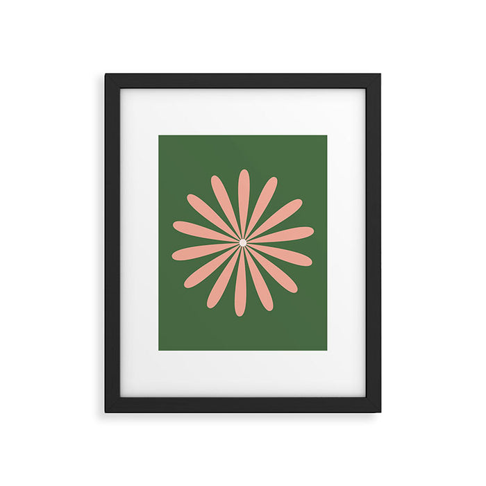 Big Daisy Retro Minimalism in Blush and Green Framed Art Print Gallery Image 1