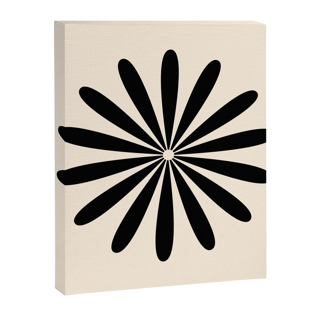 Big Daisy Retro Minimalist Black and Almond Cream Canvas Print Gallery Image 8