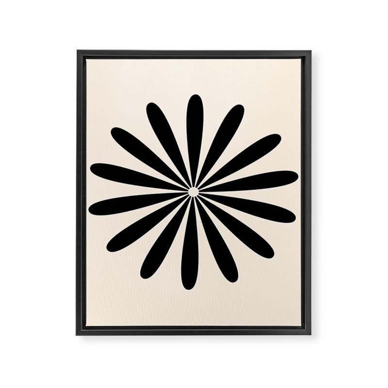 Big Daisy Retro Minimalist Black and Almond Cream Framed Canvas Print Gallery Image 8
