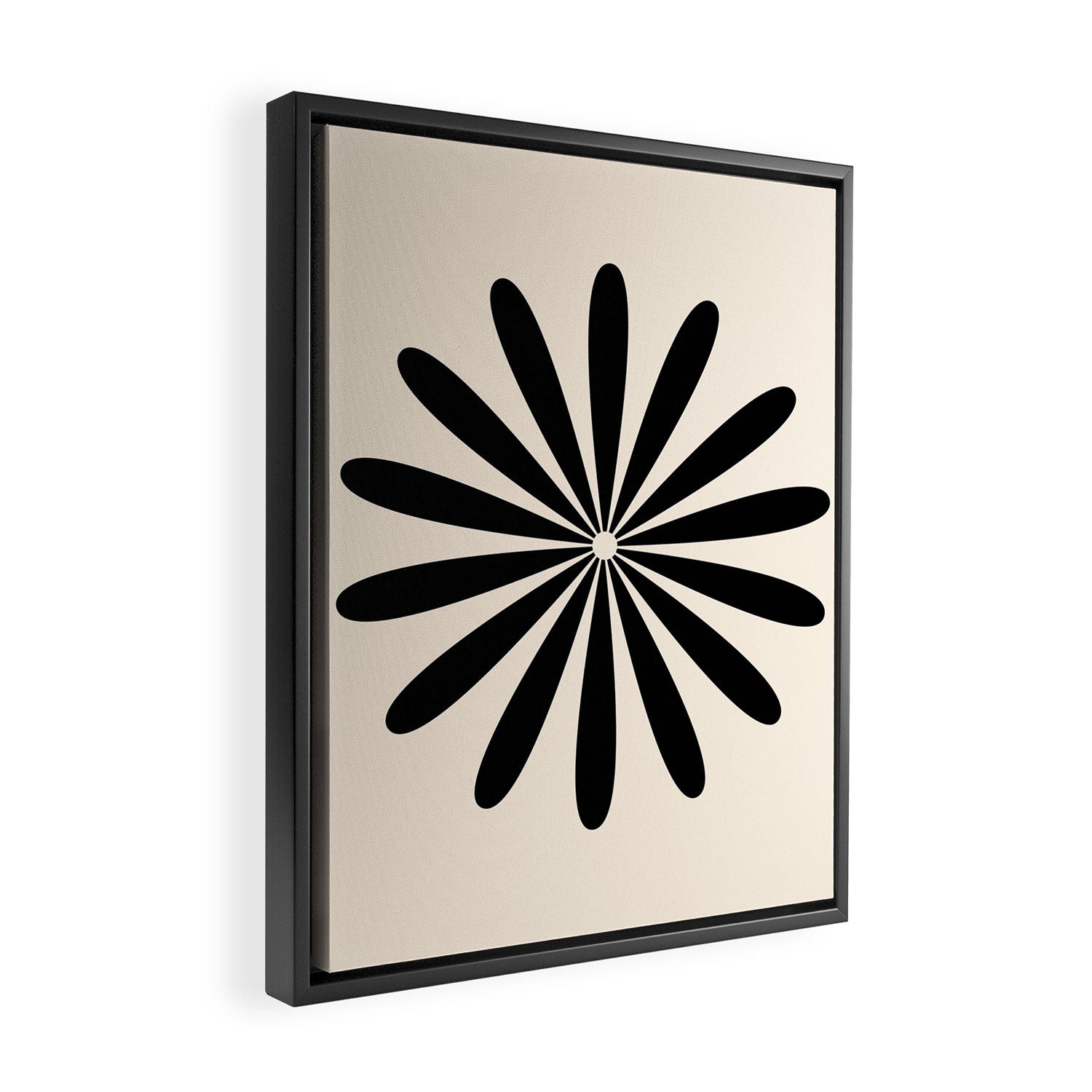 Big Daisy Retro Minimalist Black and Almond Cream Framed Canvas Print Gallery Image 2