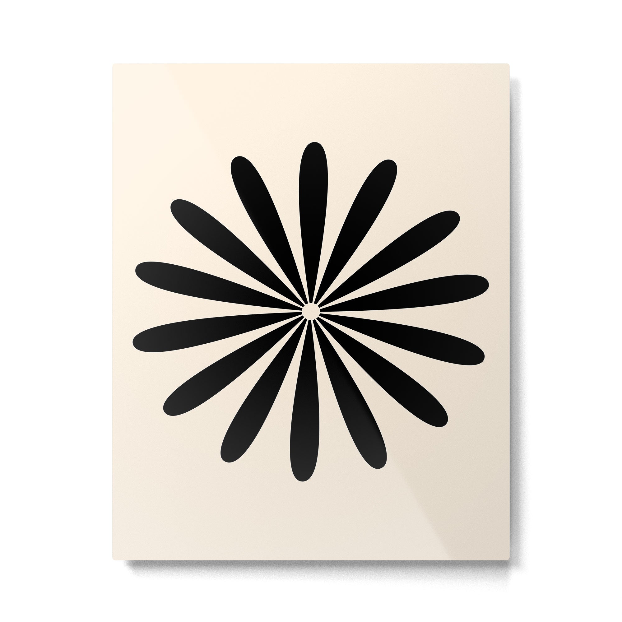 Big Daisy Retro Minimalist Black and Almond Cream Metal Print Gallery Image 6