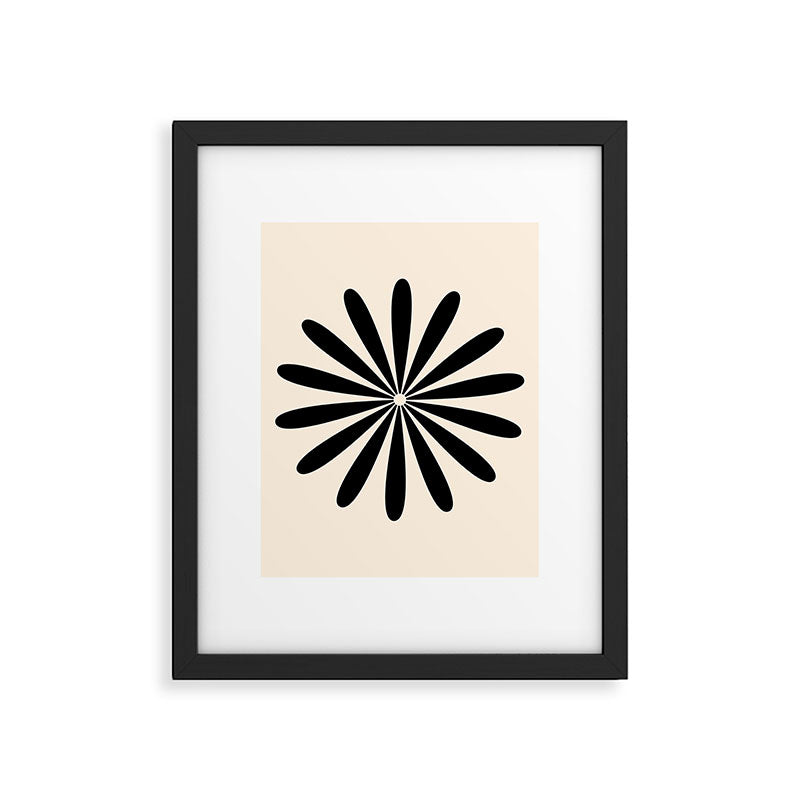Big Daisy Retro Minimalist Black and Almond Cream Framed Art Print Gallery Image 6