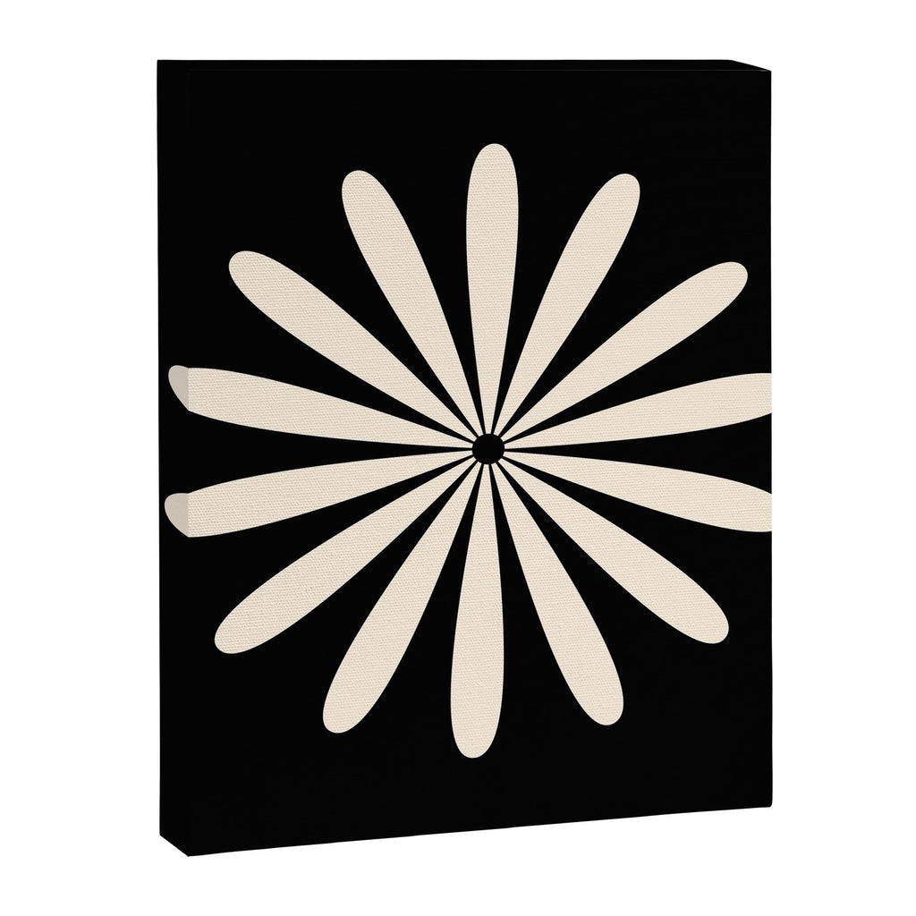 Big Daisy Retro Minimalist Flower Black and Almond Cream Canvas Print Gallery Image 8