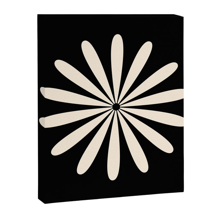 Big Daisy Retro Minimalist Flower Black and Almond Cream Canvas Print Gallery Image 1