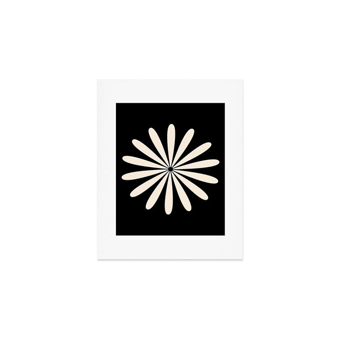 Big Daisy Retro Minimalist Flower Black and Almond Cream Art Print Gallery Image 1