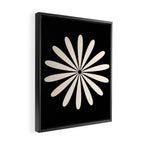 Big Daisy Retro Minimalist Flower Black and Almond Cream Framed Canvas Print Gallery Image 2