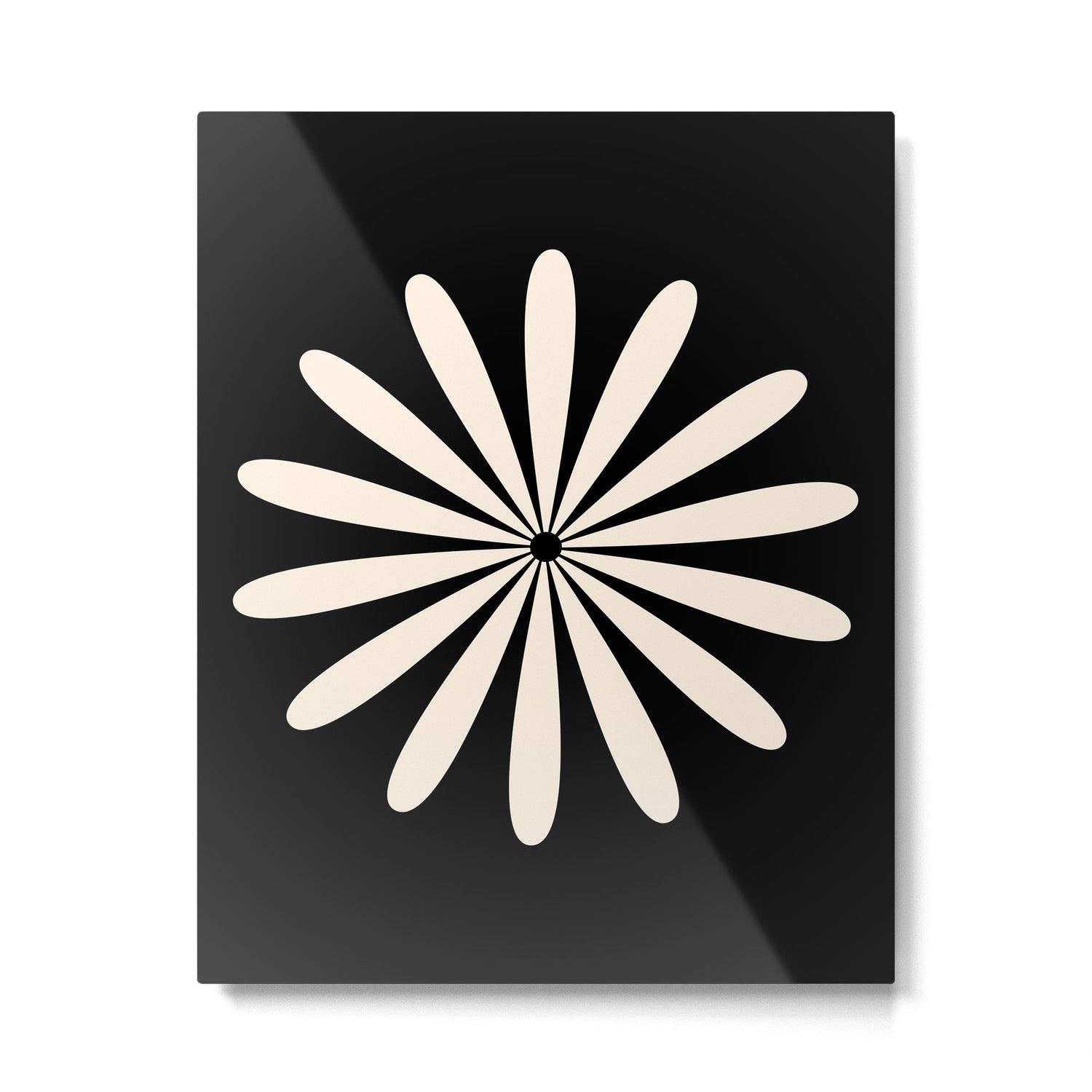Big Daisy Retro Minimalist Flower Black and Almond Cream Metal Print Gallery Image 6