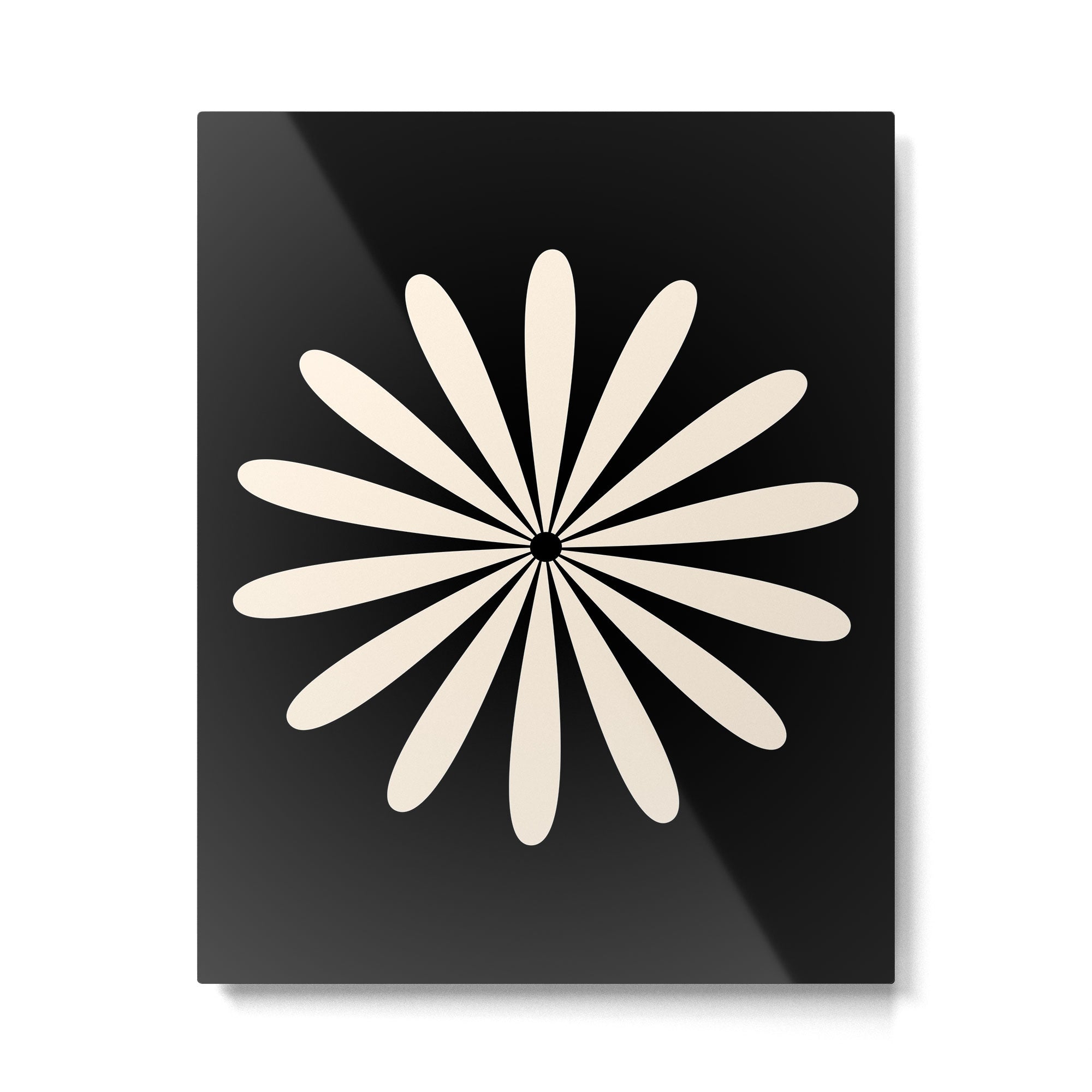 Big Daisy Retro Minimalist Flower Black and Almond Cream Metal Print Gallery Image 6