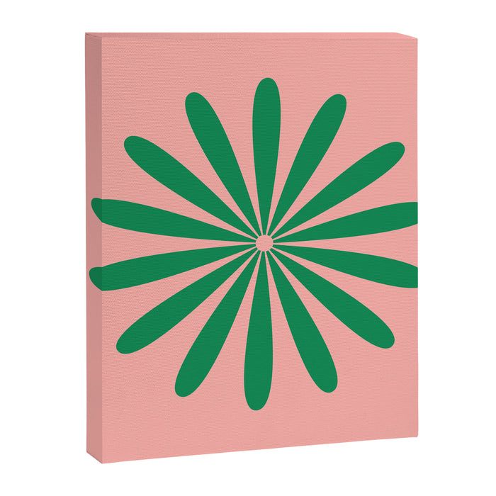 Big Daisy Retro Minimalist Flower Pink and Green Canvas Print Gallery Image 1