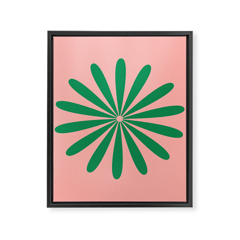 Big Daisy Retro Minimalist Flower Pink and Green Framed Canvas Print Gallery Image 8