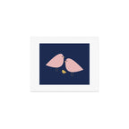 Bird Family in Pink, Navy Blue, and Mustard -  Minimalist Scandinavian Mid-Century Modern Design Art Print Gallery Image 1