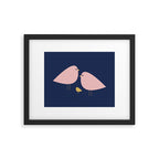 Bird Family in Pink, Navy Blue, and Mustard -  Minimalist Scandinavian Mid-Century Modern Design Framed Art Print Gallery Image 5