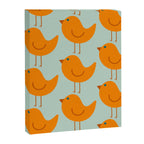 Birdies - Cute Bird Pattern in Orange, Rust, and Light Aqua Canvas Print Gallery Image 8
