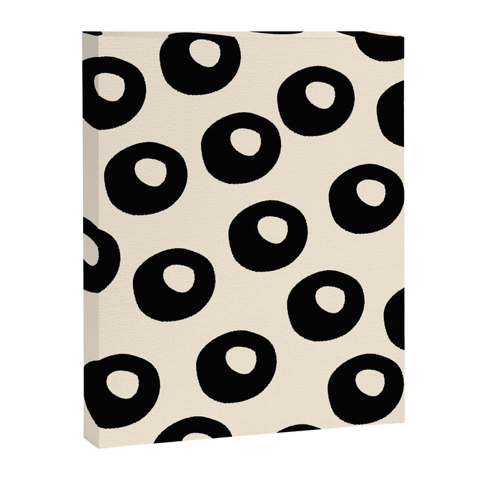 Black and Almond Cream Quark Dots Contemporary Modern Pattern Canvas Print Gallery Image 1
