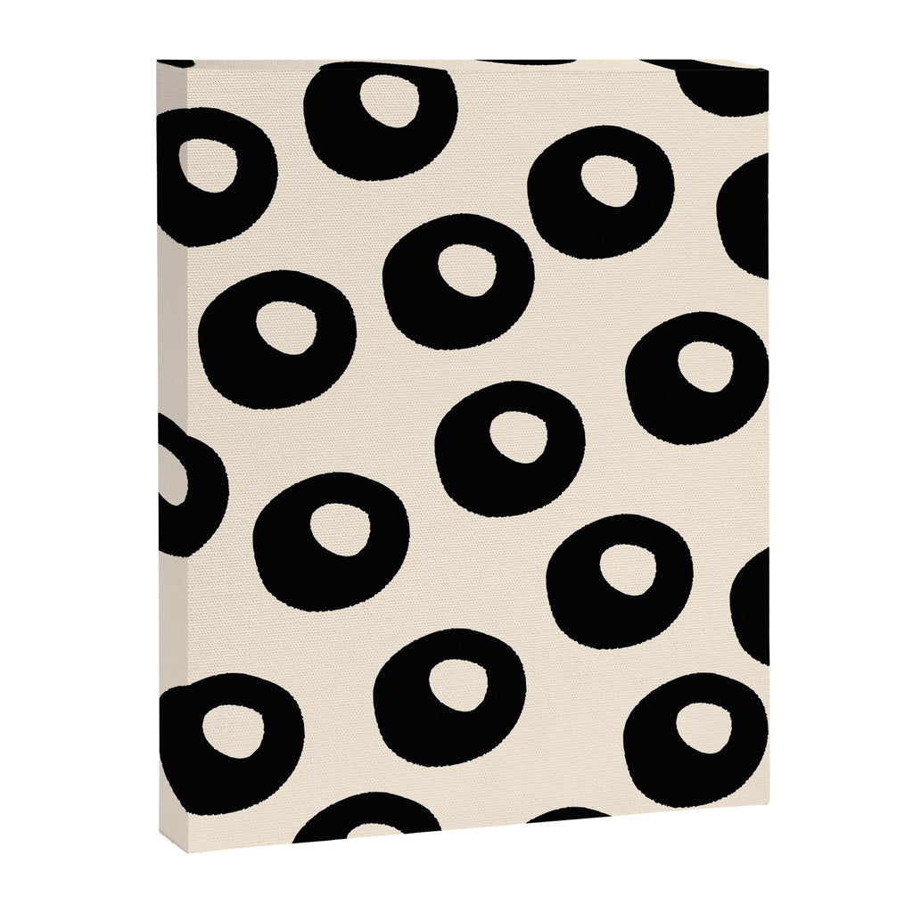 Black and Almond Cream Quark Dots Contemporary Modern Pattern Canvas Print Gallery Image 8