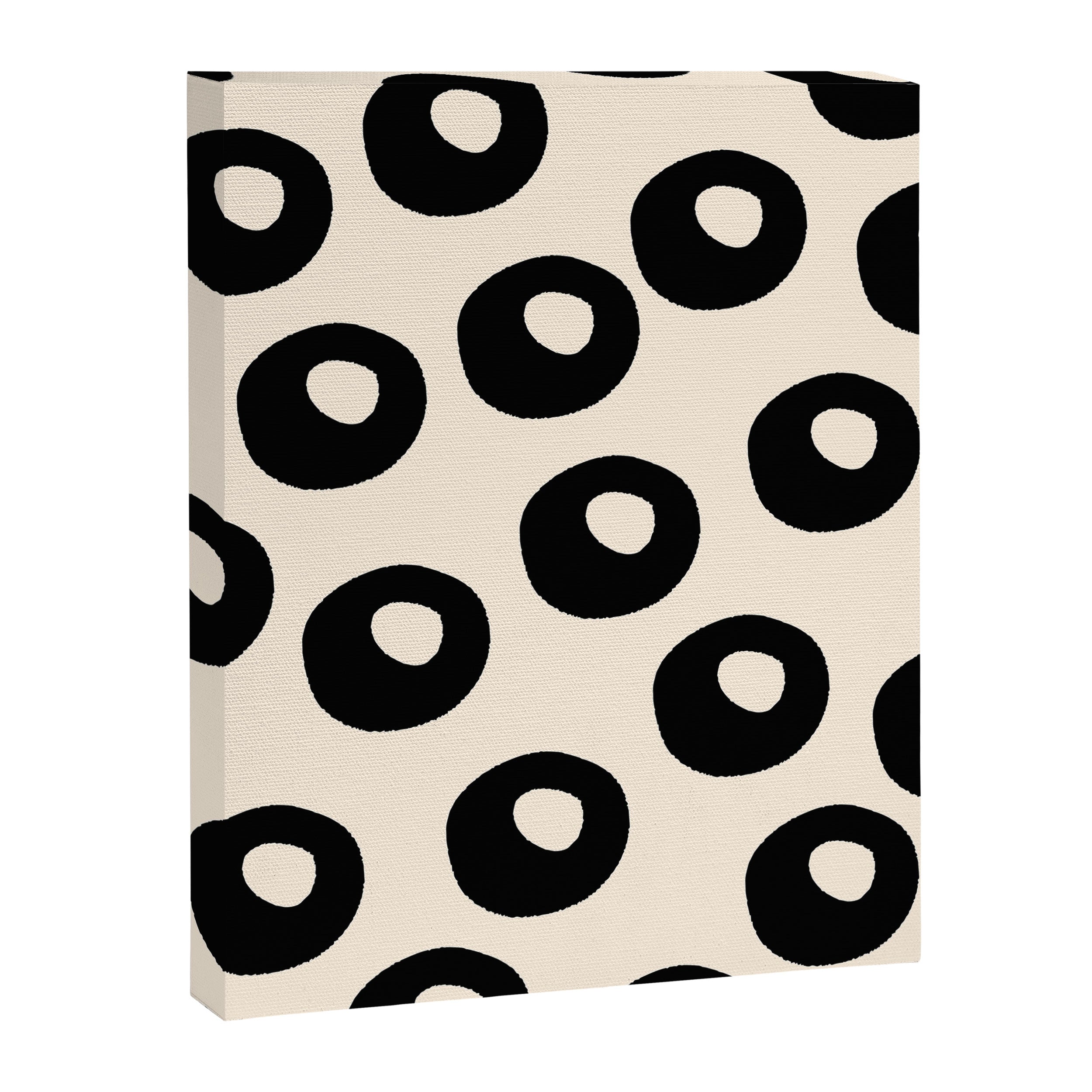 Black and Almond Cream Quark Dots Contemporary Modern Pattern Canvas Print Gallery Image 8