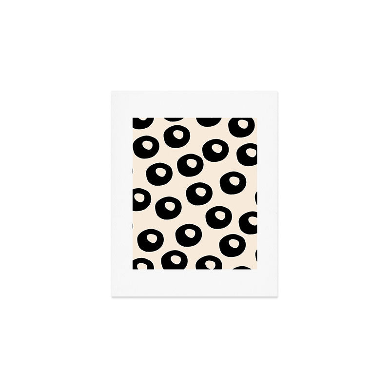 Black and Almond Cream Quark Dots Contemporary Modern Pattern Art Print Gallery Image 1
