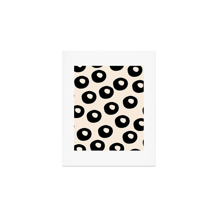 Black and Almond Cream Quark Dots Contemporary Modern Pattern Art Print Gallery Image 1