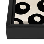 Black and Almond Cream Quark Dots Contemporary Modern Pattern Framed Canvas Print Gallery Image 3