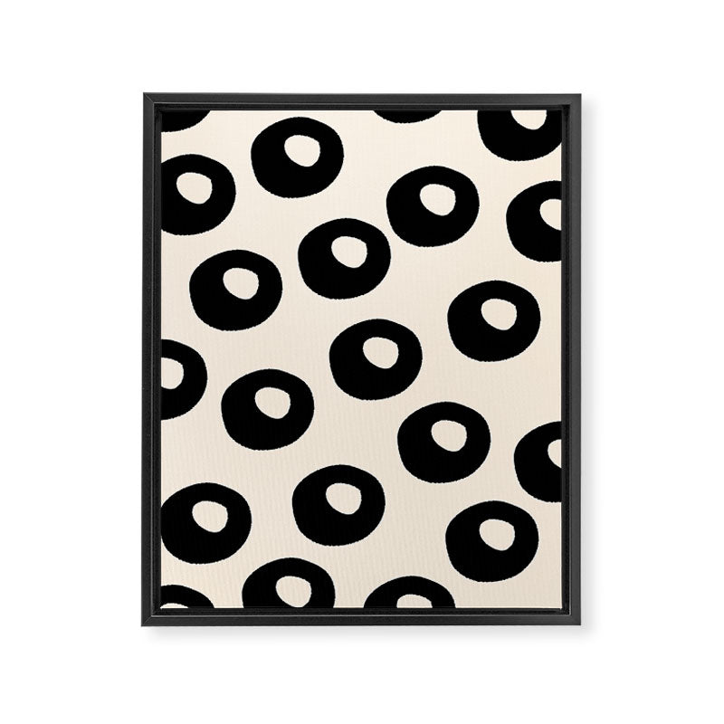 Black and Almond Cream Quark Dots Contemporary Modern Pattern Framed Canvas Print Gallery Image 8