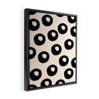 Black and Almond Cream Quark Dots Contemporary Modern Pattern Framed Canvas Print Gallery Image 2