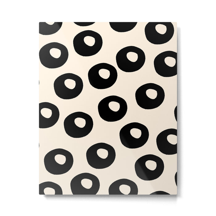 Black and Almond Cream Quark Dots Contemporary Modern Pattern Metal Print Gallery Image 1