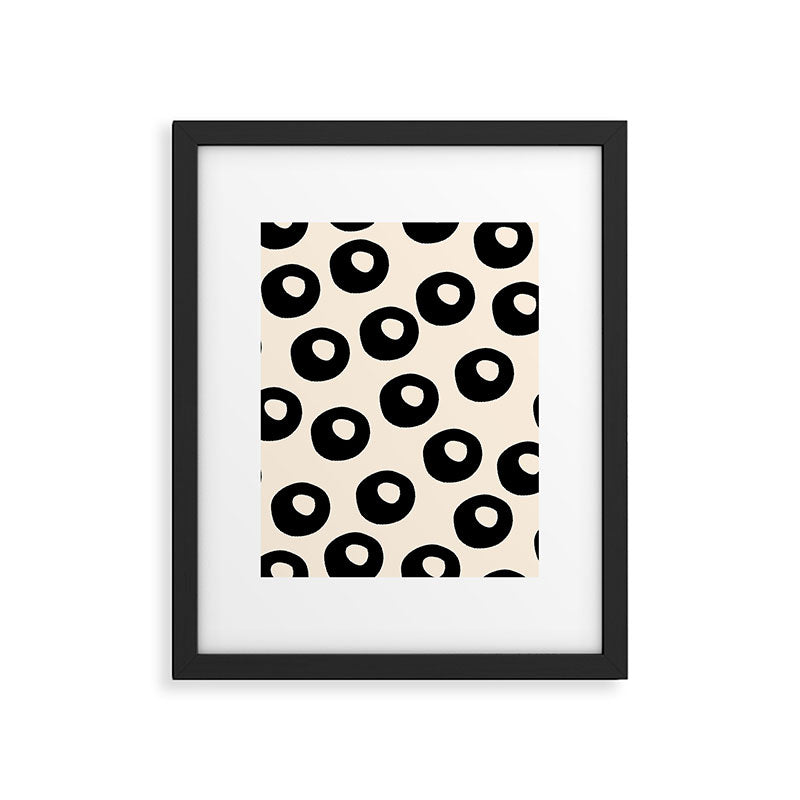 Black and Almond Cream Quark Dots Contemporary Modern Pattern Framed Art Print Gallery Image 6