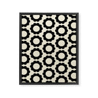 Black and Cream Happy Flowers Minimal Retro Floral Pattern Framed Canvas Print Gallery Image 8