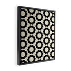Black and Cream Happy Flowers Minimal Retro Floral Pattern Framed Canvas Print Gallery Image 2