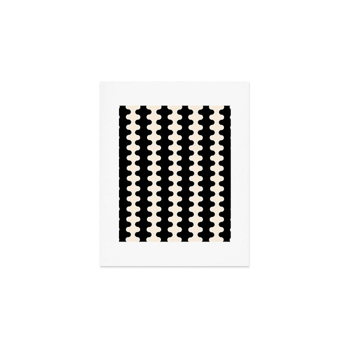 Black and Cream Ogee A-Go-Go Retro Pop Wavy Stripe Pattern Art Print Gallery Image 1