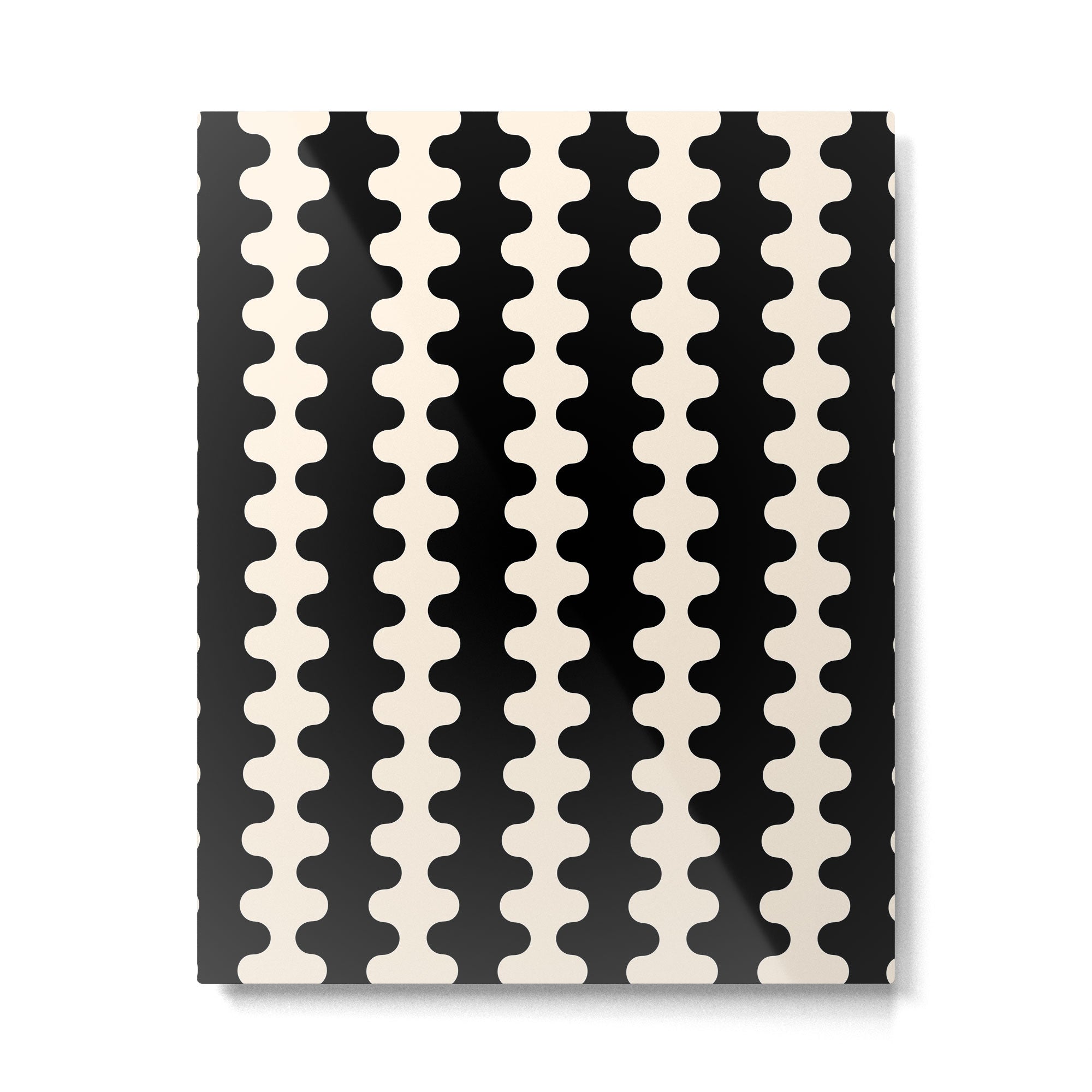 Black and Cream Ogee A-Go-Go Retro Pop Wavy Stripe Pattern Metal Print Gallery Image 6
