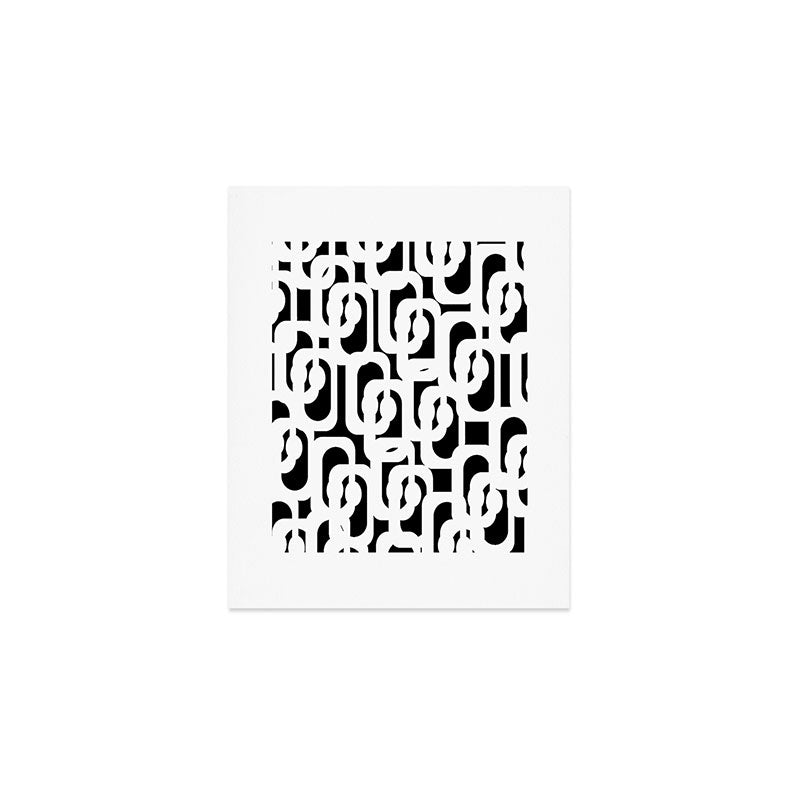 Black and White Mid-Century Modern Loop Pattern Art Print Gallery Image 1