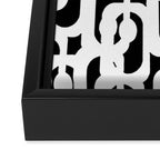 Black and White Mid-Century Modern Loop Pattern Framed Canvas Print Gallery Image 3