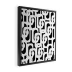 Black and White Mid-Century Modern Loop Pattern Framed Canvas Print Gallery Image 2