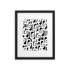 Black and White Mid-Century Modern Loop Pattern Framed Art Print Gallery Image 6
