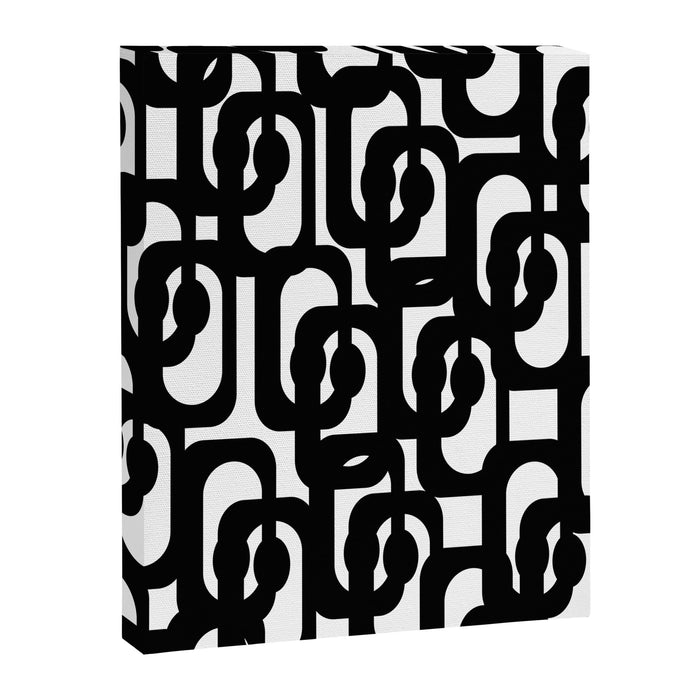 Black and White Mid-century Modern Loop Pattern Canvas Print Gallery Image 1