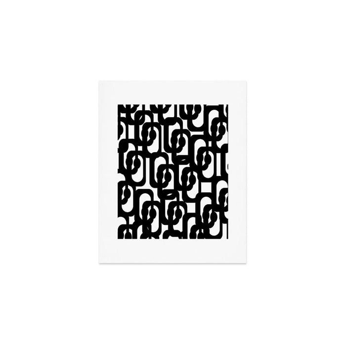 Black and White Mid-century Modern Loop Pattern Art Print Gallery Image 1