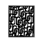 Black and White Mid-century Modern Loop Pattern Framed Canvas Print Gallery Image 8