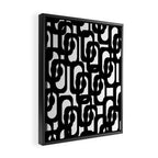 Black and White Mid-century Modern Loop Pattern Framed Canvas Print Gallery Image 2