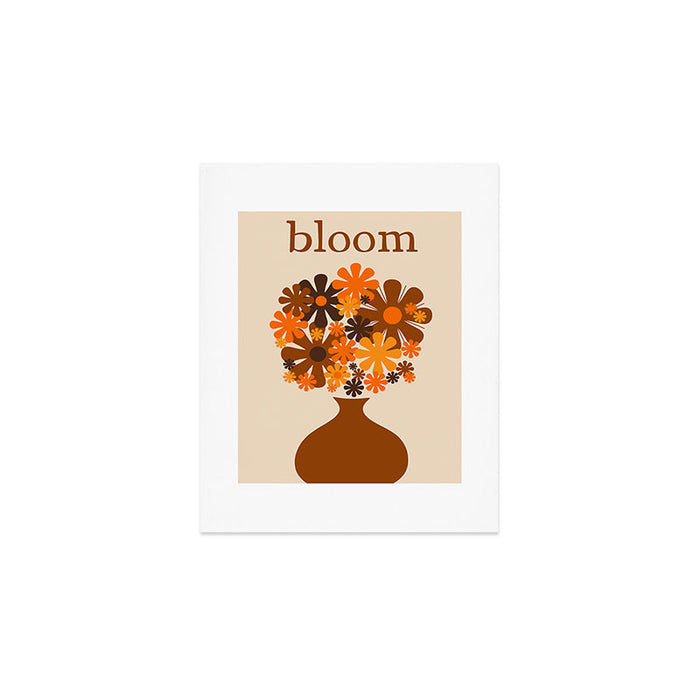 Bloom Retro 70s Brown and Orange Flowers in Vase Art Print Gallery Image 1
