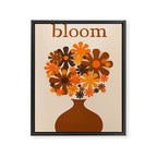 Bloom Retro 70s Brown and Orange Flowers in Vase Framed Canvas Print Gallery Image 6