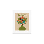 Bloom Retro Flowers in Vase 70s Avocado Green Art Print Gallery Image 1
