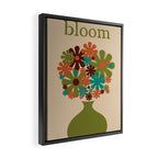 Bloom Retro Flowers in Vase 70s Avocado Green Framed Canvas Print Gallery Image 2