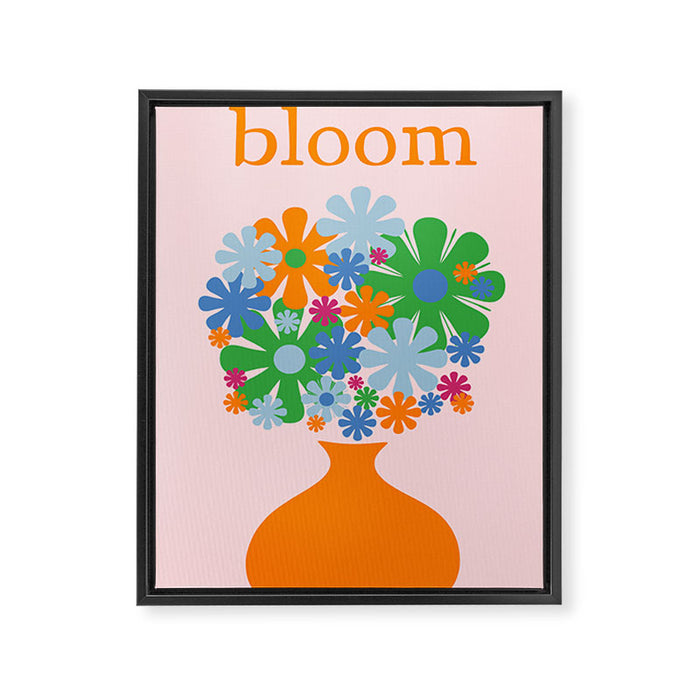 Bloom Retro Flowers in Vase Framed Canvas Print Gallery Image 1