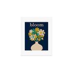 Bloom Retro Flowers in Vase on Blue Art Print Gallery Image 1