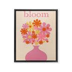 Bloom Retro Flowers in Vase Pink Orange Yellow Framed Canvas Print Gallery Image 6