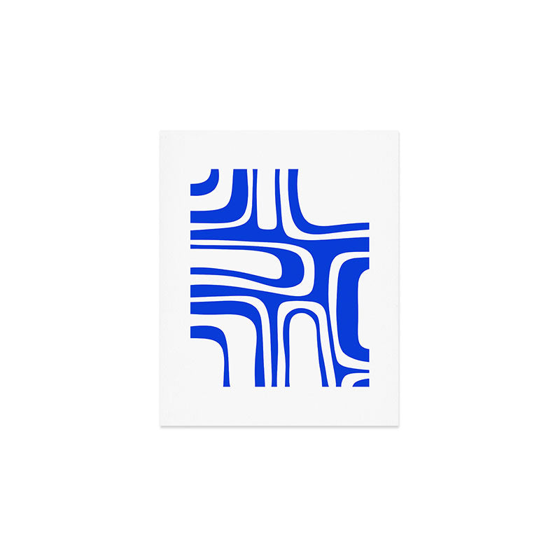 Blue Abstract Mid-Century Modern Palm Springs Minimal Pattern Art Print Gallery Image 1